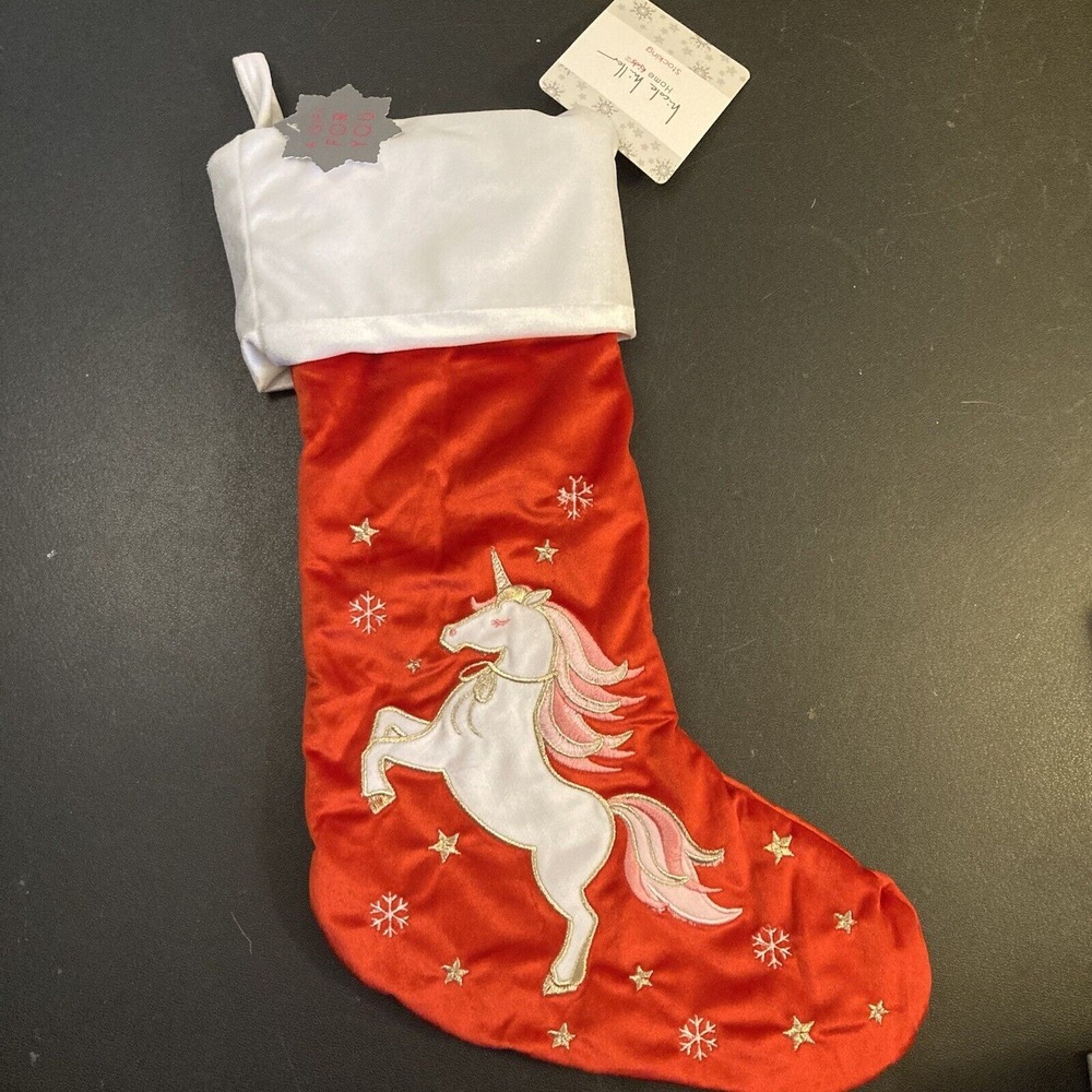 Nicole Miller Home Kid Stocking‎ Unicorn Christmas 18" Winter Holiday Decoration
